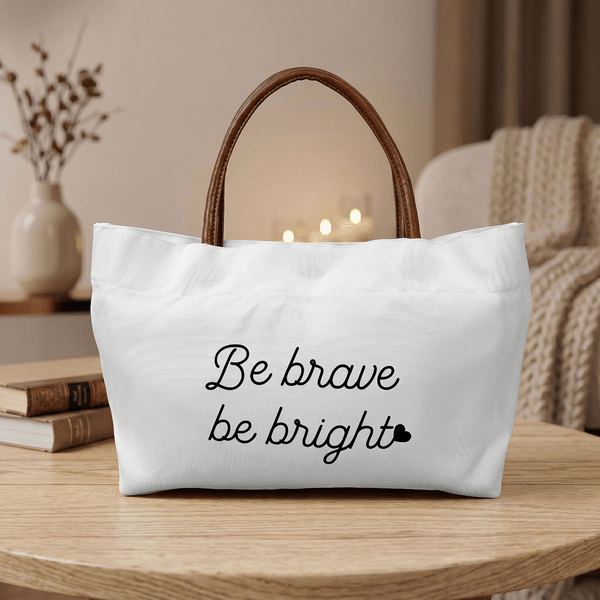 Personalized Minimalist Style Heart Canvas Tote Bag with Name Birthday Gift for Friend Woman