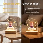 Spersonalizowana lampka nocna LED w stylu 3D z postacią z kreskówki „Chmura i gwiazda”, z drewnianą podstawą i imieniem – idealna do pokoju dziecięcego, prezent urodzinowy dla dziewczynek i chłopców