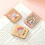 Personalised Rainbow Flower Butterfly Magnetic PU Leather Bookmark Clip with Name Teacher Appreciation Birthday Gift for Teachers Book Lovers