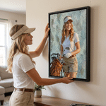 Láminas personalizadas en lienzo con foto de un jugador de golf al estilo de la pintura al óleo con nombre Regalo de cumpleaños para amantes de golf