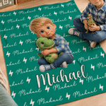 Personalized Hugging Plush Toy Cartoon Character Soft Throw Blanket with Name and Photo Home Decor Birthday Back to School Gift for Kids Boys Girls