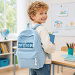 Personalised Colourful Crayon Letter Design Lightweight Corduroy Backpack with Name Back to School Outdoor Activities Birthday Gift for Kid