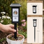 Lampe solaire de jardin personnalisée avec photo motif papillon et nom - Décoration commémorative - Cadeau de sympathie et de réconfort