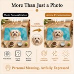 Personalized Oil Painting Style Pet Photo Food Mat with Name Home Decor Pet Supplies Birthday Gift for Cat Dog Pet Owner Lovers