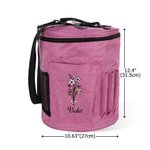 Personalised Retro Birth Flower Oxford Large Cylindrical Yarn Storage Bag with Name Daily Use Birthday Gift for Crochet Lovers Women