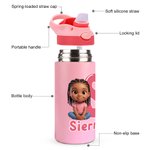 Personalised Q-Version Cartoon Character Photo 12 oz 16 oz Water Bottle with Name Straw and Handle Back to School Birthday Gift for Kids
