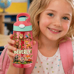 Personalized Cartoon Animal Car 16 oz Kid Water Bottle with Name Outdoor Activities Back to School Gift for Boys Girls