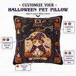 Personalised Retro Halloween Witch Hat Pet Photo Cushion Cover with Name and Text Cute Festival Home Decor Halloween Party Gift for Pet Lover
