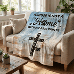 Personalised Home Paw Print Crossword Puzzle Art Soft Throw Blanket with Name Home Decor Birthday Gift for Pet Owners Lovers