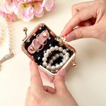 Personalized Birth Flower Skull PU Leather Mini Jewelry Box with Name and Kiss Lock Daily Use Birthday Gift for Girls Women Goth Enthusiasts