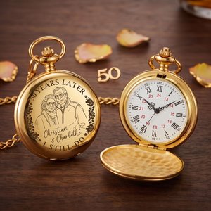 Personalized I Still Do Rose Romantic Photo Design Pocket Watch with Names and Year Anniversary Birthday Gift for Mom Wife Couple