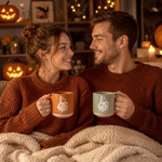 Personalised Couple Skeleton Rings Pattern Ceramic Coffee Mug with Surname and Text Daily Use Birthday Halloween Gift for Halloween Lover  Couple