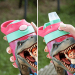 Personlig tegneserie-dinosaur-vannflaske for barn (16 oz) med navn og bilde – til daglig bruk, til skolestart og som bursdagsgave til gutter som elsker dinosaurer