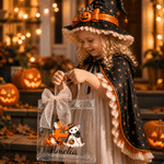 Personalised Halloween Theme Initial Transparent Bag with Name Daily Use Travel Trick or Treat Halloween Gift for Boys Girls