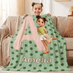 Personalised Cartoon Kid Photo Polka Dot Style Soft Throw Blanket with Name Home Decor Birthday Gift for Boys Girls