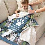 Personalized Paw Print Pet Theme Photo Soft Throw Blanket with Name Text and Year Room Decor Memorial Birthday Anniversary Gift for Pet Lovers
