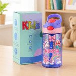 Personalized Cartoon Animal Car 16 oz Kid Water Bottle with Name Outdoor Activities Back to School Gift for Boys Girls