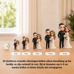 Gepersonaliseerd 3D-bruidspaarbeeldje met foto en tekst cartoonstijl bureaudecoratie en huwelijkscadeau voor koppels