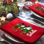 Personalized 100% Cotton Christmas Snowman Initial Table Napkin with Name Table Decor Christmas Gift for Family