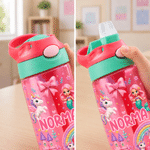 Personalized Cartoon Animal Car 16 oz Kid Water Bottle with Name Outdoor Activities Back to School Gift for Boys Girls