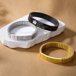 Custom Medical Emergency ID Alert Stretch Bracelet for Men | with Engraved Text, Gift for Epilepsy Diabetes Allergy Patient