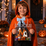 Personalised Halloween Theme Initial Transparent Bag with Name Daily Use Travel Trick or Treat Halloween Gift for Boys Girls