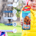 Personalized Ink Splash Dinosaur City 12 oz Insulated Water Bottle with Name Back to School Birthday Gift for Kid Dinosaur Lover