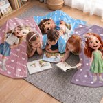 Personalised Cartoon Character Photo Multicolour Soft Throw Blanket with Name Home Decor Birthday Gift for Kids Family Friend