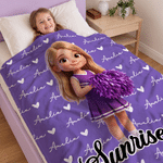 Personalized Cheerleading Cartoon Character Photo Multicolor Soft Throw Blanket with Name Home Decor Game Day Birthday Gift for Cheerleader Coach 4