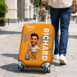 Personalized 3D-Style Artwork Luggage Cover Fits 18-32 Inches Suitcase with Name Travel Business Trip Birthday Gift for Traveller Family Friends