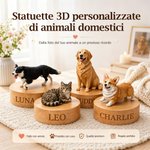 Statuetta 3D personalizzata con foto dell'animale domestico e nome, ornamento commemorativo o decor per casa - Regalo per amanti di animali