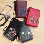 Personalized Birth Flower & Birthstone Stethoscope PU Leather Passport Holder Wallet with Name Travel Essential Birthday Gift for Nurse Doctor