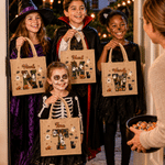 Henkilökohtainen kurpitsa-kissa-kummitus -aiheinen, patchwork-tyylinen, nimikirjaimilla varustettu, tilava juuttikassi, jossa on nimi – Halloween-lahja lapselle, joka rakastaa Halloweenia