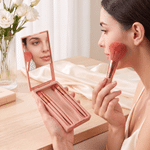 Personalised Mother of Pearl Effect Birth Flower 5 Pcs Makeup Brushes Box Set with Name and Mirror Birthday Gift for Woman