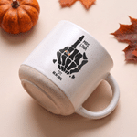 Personalised Couple Skeleton Rings Pattern Ceramic Coffee Mug with Surname and Text Daily Use Birthday Halloween Gift for Halloween Lover  Couple