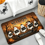 Personalized Ghost Family Pumpkin Pattern Anti‑Slip Doormat with 1-6 Names Home Decor Halloween Gift for Family Member
