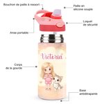 Gourde personnalisée avec photo nom et motifs d'animaux mignons - Cadeau de rentrée scolaire pour les enfants