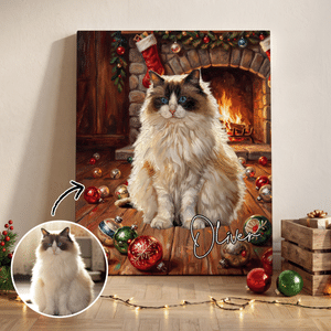 Personalised Christmas Tree Snow Pet Photo Framed Canvas Print with Name Home Decor Ship from USA Christmas Gift for Pet Owner