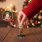 Personalized 3D Photo Christmas Santa Figurine with Text and Wooden Base Festive Decor Christmas Gift for Family Friends