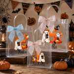 Personalised Halloween Theme Initial Transparent Bag with Name Daily Use Travel Trick or Treat Halloween Gift for Boys Girls