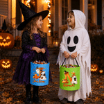 Personalized Cute Pumpkin Ghost LED Light Bucket Bag with Name and Initial Trick or Treat Halloween Party Birthday Gift for Kid Boy Girl