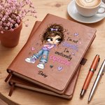 Personalized Cute Cartoon Girl Sassy Quote PU Leather Notebook with Name Back to School Season Birthday Gift for Besties Friends