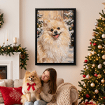 Personalised Christmas Tree Snow Pet Photo Framed Canvas Print with Name Home Decor Ship from USA Christmas Gift for Pet Owner