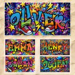 Personalisiertes Street-Art Strandtuch mit Graffiti-Namen | sandabweisend | schnelltrocknend | Badetuch | Sommer Urlaub Geschenk für Familie Freunde