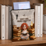 Personalized 3D-Effect Artwork Cartoon Reading Character Photo Book Sleeve Cover with Name Text and Front Pocket Birthday Gift for Women Book Lovers
