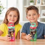 Personlig tegneserie-dinosaur-vannflaske for barn (16 oz) med navn og bilde – til daglig bruk, til skolestart og som bursdagsgave til gutter som elsker dinosaurer