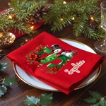 Personalized 100% Cotton Christmas Snowman Initial Table Napkin with Name Table Decor Christmas Gift for Family