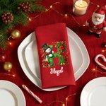 Personalized 100% Cotton Christmas Snowman Initial Table Napkin with Name Table Decor Christmas Gift for Family