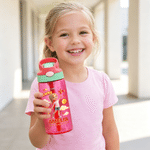Personalised Lucky 3D-Style Artwork Cartoon Character Photo 16 oz Water Bottle with Name and Straw Daily Use Birthday Back to School Gift for Kids