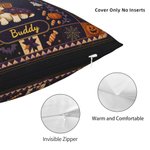 Personalised Retro Halloween Witch Hat Pet Photo Cushion Cover with Name and Text Cute Festival Home Decor Halloween Party Gift for Pet Lover